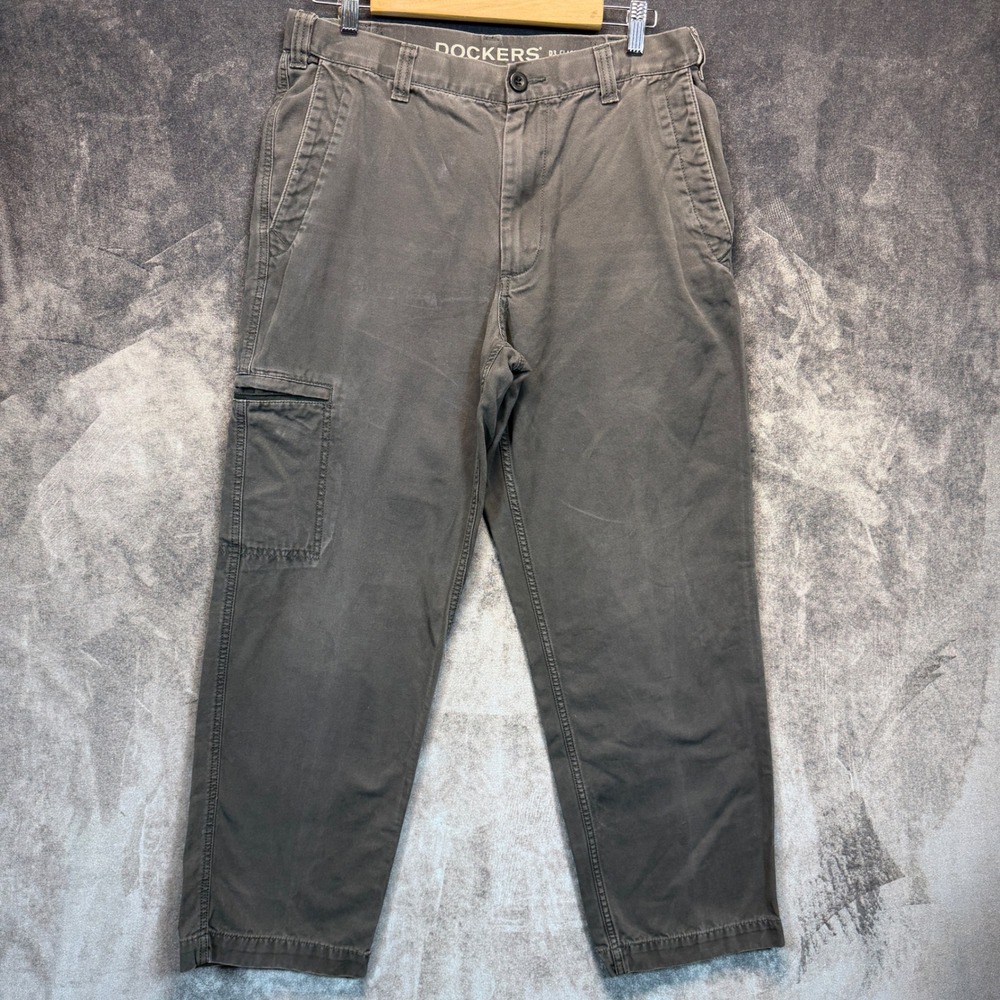 Dockers D3 Classic Cargo Pants Mens Gray Classic Fit 32x30 Workwear Utility